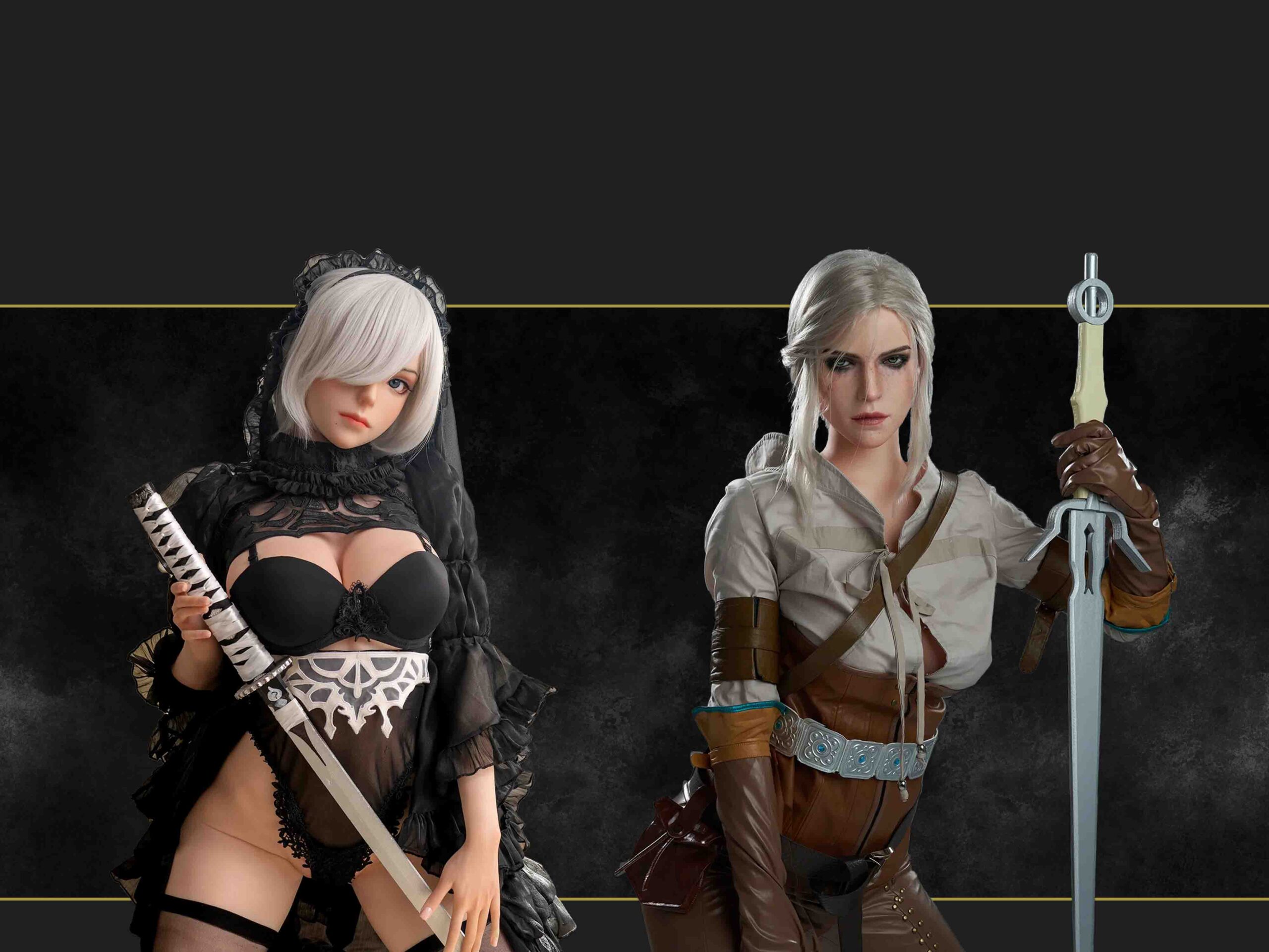 Baner game lady doll dla wersji mobilnej | zelex. Pl | zelex. Pl Dwie dziewczyny z mieczami stojące w cosplayowych strojach
